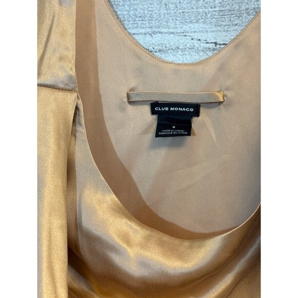 Club Monaco Rose Gold Satin Cowl Neck Dress Size 6 - Picture 2 of 5
